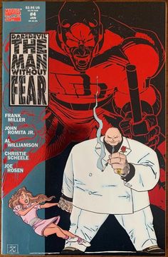 an old comic book cover with a man holding a knife in front of a woman