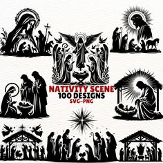 nativity scene stencils with the birth of jesus