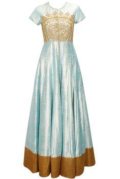 Anarkali Gown in Powder Blue Color with Trouser Powder Blue Gown, Party Wear Salwar Kameez, Party Wear Salwar, Powder Blue Color, Embroidered Anarkali, Modern Saree, Designer Anarkali, Desi Clothes, Anarkali Gown