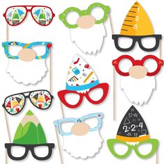 party photo booth props with sunglasses and hats