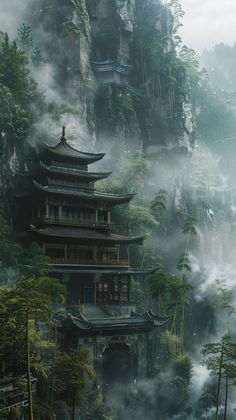 Chinese Mountains Photography, Ancient China Landscape, Chinese Temple Architecture, Chinese Fantasy Aesthetic, Japanese Mountain Temple, Chinese Mountain Painting, Chinese Ancient Art, Ancient Chinese Temple, Temple In The Mountains