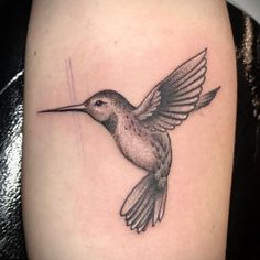 a small hummingbird tattoo on the arm