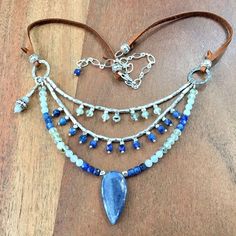 Triple Strand Necklace With Kyanite, Prehnite, Aquamarine Adjustable 17 to 23 - Etsy Sundance Jewelry, Boho Necklaces, Avatar Picture, Playing Sports, Gem Necklace, Ancient Jewelry, Deer Skin, Pure Gold, Bead Designs