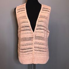 Nwt Vintage Worthington Peach Crochet Vest Smoke And Pet Free Home Spring Open Knit Vest For Layering, Spring Knitted Vest For Layering, Spring Crochet Sweater Vest, Crochet Vest, Jackets For Women, Jackets & Coats, Pet, Cream, Crochet