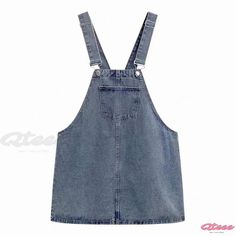 Qteee - Professional Elegance: Premium A-line Denim Overalls Dress in Pure Color A-line Denim Dress With Pockets, Casual Blue A-line Denim Dress, Blue A-line Casual Denim Dress, Denim Overalls Dress, Overalls Dress, Summer Shorts Denim, Formal Dresses With Sleeves, Long Sleeve Cocktail Dress, 2024 Spring Summer