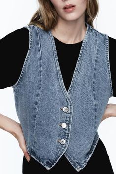 Revive retro vibes with our All-Matching Retro V-Neck Washing Effect Denim Vest, a versatile and stylish addition to your wardrobe. This unique piece seamlessly blends comfort with the timeless appeal of denim, creating a statement for your all-matching style.Crafted with meticulous attention to detail, the V-neck and washing effect add a touch of nostalgia to the classic denim vest silhouette. The retro design enhances the overall style, making it a go-to choice for various occasions and outfits.Embrace the versatility of this denim vest as it effortlessly complements different looks. Whether you're layering it over a casual tee for a laid-back vibe or pairing it with a dress for a more polished appearance, the washing effect detailing adds a trendy and fashionable charm.Step into the wor Outfit Inspo Spring, Spring Break Outfit, Denim Patterns, Casual Outerwear, Early Spring Outfits, Y2k Outfits, Casual Jumpsuit, Button Top, Matches Fashion