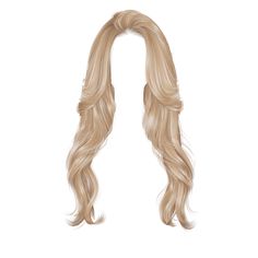 a drawing of a long blonde wig with wavy hair on the side and bangs down