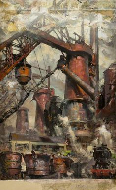 War in Pictures: Smelting Works Industrialization Art, Fred Taylor, Stop Motion Photography, Bd Art, Architecture Painting