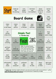 a game board with words and instructions for the first grade 1 english language lesson, which includes