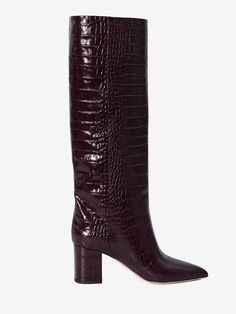 These boots are your go-to for a splash of sophistication with a touch of edge, crafted in crocodile-embossed leather for that luxurious feel. Perfect for those who love both style and comfort, thanks to the block heel. Imagine yourself striding confidently with every step. Crocodile-embossed Bordeaux leather Pointed design for a sleek look Comfortable block heel Suede sole for a soft finish Heel height: 7cm Made in Italy 70 Boots, Paris Texas, Sleek Look, The Block, Designer Sunglasses, Watch Design, Embossed Leather, Bottega Veneta, Designer Shoes