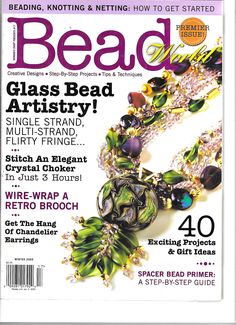 the cover of bead magazine with beads and other accessories on it's cover