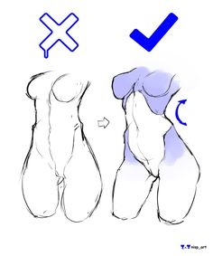 a drawing of two women's butts and one is drawn in blue ink