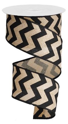 a brown and white zigzag ribbon