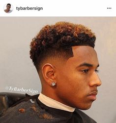 Low Fade Haircut, Dyed Curly Hair, S Curl, Tapered Haircut