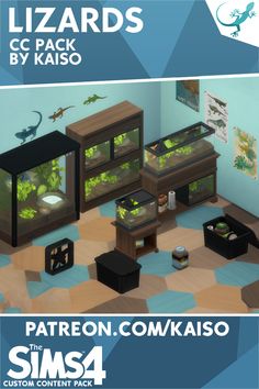 an image of a room with some fish in it and the text lizards c pack by kaisoo