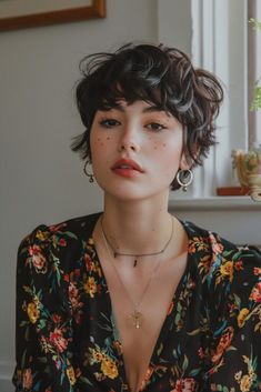 Unleash Bold Style: 50 Pixie Cuts for Thick Hair To Try In 2023 Pixie Bob Curly Hair, Curly Haircut Short Layers, Curry Short Hair, Pixie Haircut Wavy, Pixie Hairstyles Curly Hair, Short Wavy Pixie Haircut, 80s Hair Short, Short Hair 2024, Short Thick Hair Styles