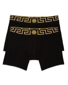 Versace Logo Trunks - Pack of 2 - Black/Gold Gents Shoes, Hype Clothing, Men Boxers, Versace Logo, Vintage Versace, Versace Outfit, Best Sneakers, Dope Outfits, Gianni Versace