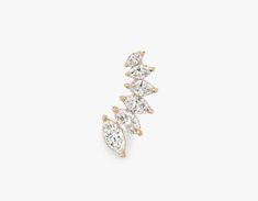 Made with lab grown diamonds and 14k solid gold, this earring is designed to be worn solo as a statement of individuality. Shop VRAI earrings. Princess Cut Earrings, Marquise Earrings, Ear Crawler, Ear Climber, Stacked Earrings, Light Earrings, Tiny Diamond, Marquise Diamond, Sustainable Jewelry