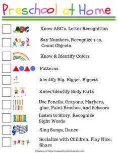 the preschool at home checklist is shown