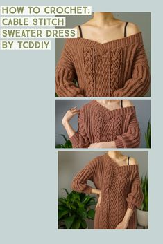 an image of how to crochet cable stitch sweater dress by today