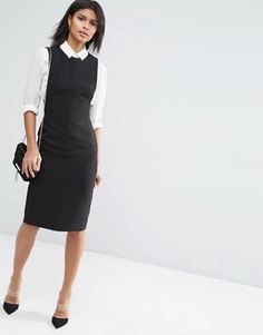 Work Dresses | Shop for work dresses online| ASOS Black Pinafore Dress, Midi Pinafore Dress, Black Pinafore, Wear To Work Dress, Stylish Work Attire, Maxi Dress Prom, Pinafore Dress