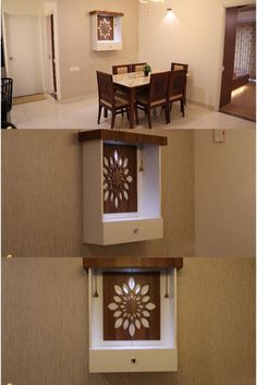 four different views of the inside of a house