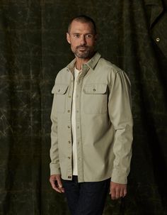 Crisp and structured. This shirt jacket is constructed from 100% Cotton canvas. It achieves an effortlessly rugged look with triple needle stitching for durability and a relaxed fit, great for layering. The jacket also includes two chest pockets with flaps, a shirt collar, a front button placket, a back yoke with a box pleat, elbow panels, sleeve cuffs with plackets, and a flattering shirttail hem. Overshirt Women, Fall Color Trend, Rugged Look, Workwear Jacket, Sweater Pants, Short Shirts, Everyday Dresses, Outerwear Sweater, Shirt Accessories