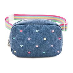 Closure Type: ZipperMeasurements: 7.5 Width/Inches, 2 Depth/Inches, 5 Height/InchesMax Strap Drop Length: 29.75 InchesBase Material: 100% Polyvinyl ChlorideCare: Spot CleanCountry of Origin: Imported Cute Bags With Zipper Closure, Peace Sign, Bags Backpacks, Denim Blue, Fanny Pack, Blue Denim, Gifts, Blue, Color