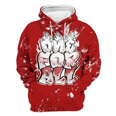 Brand Dunkare Red Taxi 12s Shirt - Ones For All Graphic Luxury All Over Print Unisex Hoodie Winter Hoodie With Graffiti Print, Winter Graffiti Print Hoodie, Red Letter Print Hoodie, Hip Hop Hoodie Tops For Winter, Hip Hop Hoodie For Winter, Fall Hoodie With Graffiti Print, Red Hip Hop Cotton Outerwear, Hip Hop Hooded Tops For Winter, Red Hoodie With Adjustable Hood For Streetwear