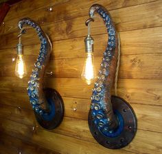 Pair of Copper Green Tentacle Lamps - Etsy Jack Daniels Lamp, Nautical Chandelier, Handcrafted Lamp, Green Lamp, Accent Lamps, Metal Lamp, Green Copper, Gothic House, Accent Lighting