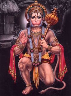 a painting of a hindu god sitting on the ground