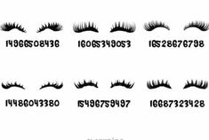 an image of eyelashes with the numbers and letters on them, all in different styles