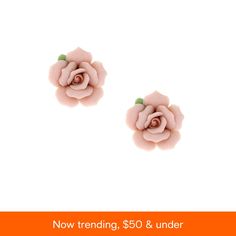 in stock Pink Porcelain, Rose Stud Earrings, Porcelain Roses, Birthday Shopping, Fashion Jewelry Earrings, 50th Gifts, Mens Gift Sets, Online Earrings, Baby Clothes Shops