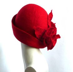 Felt hatRed Felted HatCloche Hat Red cloche hat 1920 | Etsy Vintage Red Fedora Felt Hat, Vintage Red Felt Hat With Curved Brim, Red Wool Felt Hat With Curved Brim, Vintage Red Felt Hat With Short Brim, Vintage Red Brimmed Felt Hat, Red Wool Felt Hat For Winter, Red Wool Brimmed Hat, Fitted Red Wool Hat, Red Winter Cloche Hat