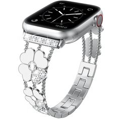 "Elevate your Apple Watch with the Worryfree Gadgets Metal Band featuring a stylish Clover Design. Crafted with precision, this band seamlessly merges aesthetics with functionality, providing a sophisticated accessory for your tech companion. " Clover Design, Wearable Tech, Wearable Technology, Metal Band, Metal Bands, White Flower, Tech Accessories, Apple Watch, White Flowers