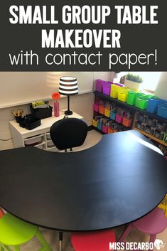 a small group table makeover with contact paper is an easy and fun project for kids