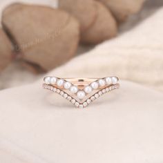 2pcs Pearl Curved Wedding Band Vintage Band Unique Half Eternity Band Moissanite Stacking Band Matching Diamond Band Promise Ring For Women Link to salt and pepper diamond pearl wedding band: https://www.etsy.com/listing/1488274668/unique-salt-and-pepper-diamond-wedding?ref ✦ Handmade, high-quality item ✦ Material: SOLID 10K/14K/18K GOLD ( can be made in yellow/white/rose gold ) ✦ Stone: Moissanite & Pearl ✦ Cut: Round Shaped ✦ Moissanite Weight: About 0.135ct  ✦ Moissanite Color: DEF Color ✦ Or Pearl Wedding Band Set, Pearl Curved Wedding Band, Pearl Eternity Ring, Pearl Eternity Band, Mother's Rings, Pearl Wedding Band, Ring Redesign, Pearl Wedding Bands, Ariel Wedding