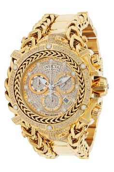 Invicta Gladiator Men's Watch (Mod: 37344) | Invicta Watches Golden Watch, Diamond Watches For Men, Watch Trends, Gold Watch Men, Automatic Watches For Men, Hand Watch, Invicta Watches, Mens Gold, Gold Case