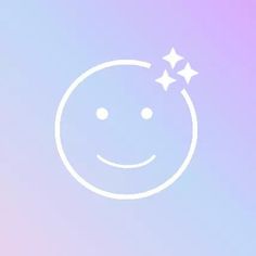 a white smiley face with three stars on it's forehead in front of a pastel background