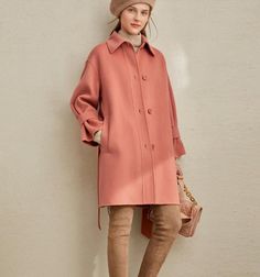 Pink Women Winter Black Long Women Wool Coat Jacket Waist Belt Pink Long Wool Coat For Fall, Casual Pink Wool Outerwear, Chic Pink Wool Outerwear, Pink Single-breasted Wool Coat For Fall, Luxury Pink Wool Coat, Shirt Blouses Women's, Cashmere Fabric, Wool Coat Women, Summer Linen Dresses