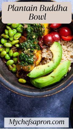 a bowl filled with rice, beans and vegetables