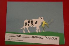 a piece of paper that has been cut out to look like a cow and the words jesus eat them, and they give us milk