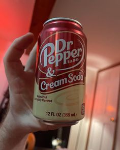 a person holding up a can of ice cream soda