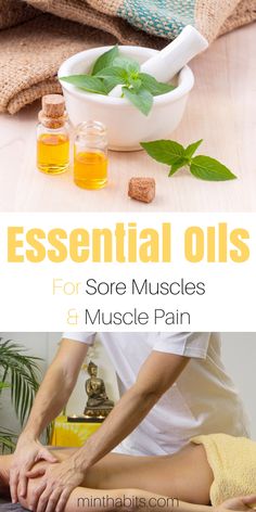 Best essential oils for muscle pain relief and easing pain for sore muscles. via @minthabits Essential Oils Muscle Pain, Essential Oils For Muscle Pain, Oils For Sore Muscles, Essential Oils Sore Muscles, Essential Oils For Inflammation, Diy Lotions, Sore Muscle Relief, Sore Muscle, Roller Blends