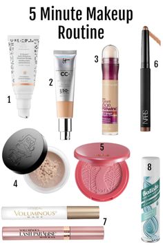 Makeup Routine For Beginners, Five Minute Makeup, 5 Minute Makeup Routine, Make Up Kits, 5 Minute Makeup, Minimalist Makeup, Makeup For Moms