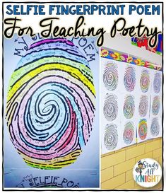 two different pictures with the words selfie fingerprint poem for teaching poetry on them