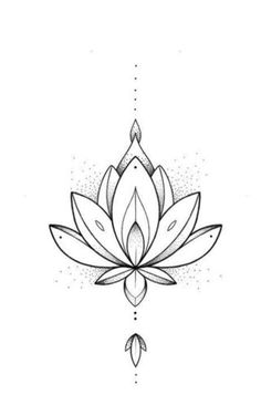 a black and white lotus flower tattoo design