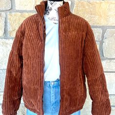 New With Tags, Brown Bomber Trendy Brown Puffer Jacket For Fall, Trendy Brown Puffer Jacket For Spring, Black Winter Jacket, Pendleton Jacket, Womens Moto Jacket, Harley Davidson Jacket, Lululemon Jacket, Floral Jacket, Knit Jacket