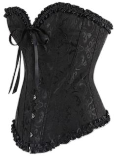 Corset Top Black, Corset Steampunk, Bustier Lingerie, Victorian Corset, Black Lace Corset, Corset Outfit, Black Corset Top, Lace Corset Top, Steampunk Corset