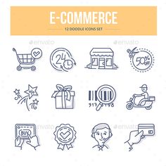 the line icons for e - commerce